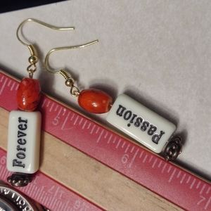 Artesian crafted drop earrings with forever passion real Stone and acrylic